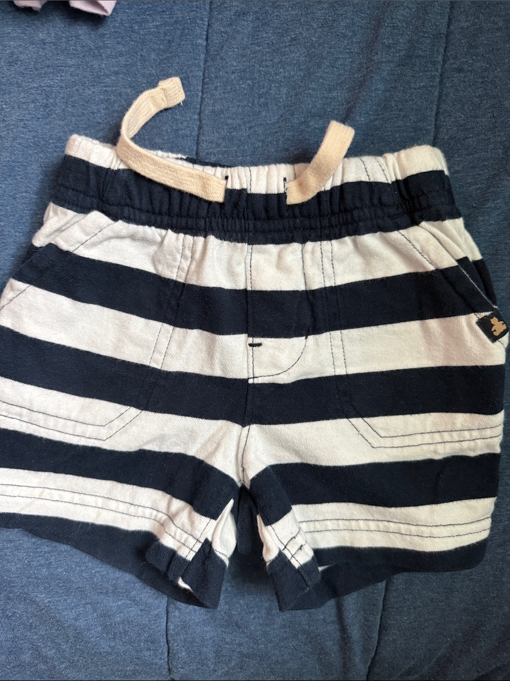Striped Navy and Cream Kids Shorts